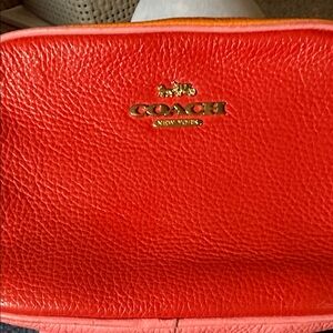 Coach Vibrant Red Leather Cosmetic Bag